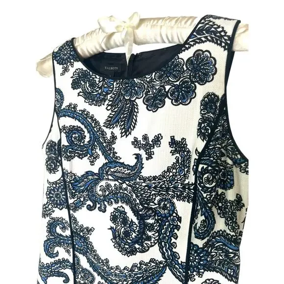 Talbots Women's Sz 4 Cotton Blend Paisley Sheath Dress Sleeveless Career Office - Picture 2 of 9